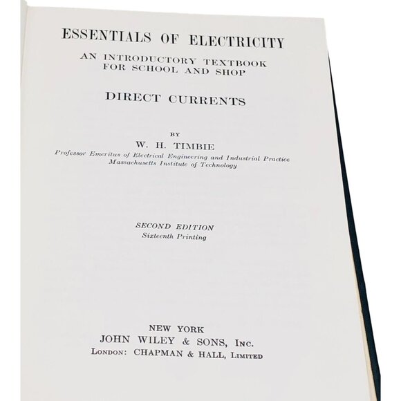 Essentials of electricity by w. h. Timbie 2nd edition1931 book hardcover READ - Picture 1 of 5